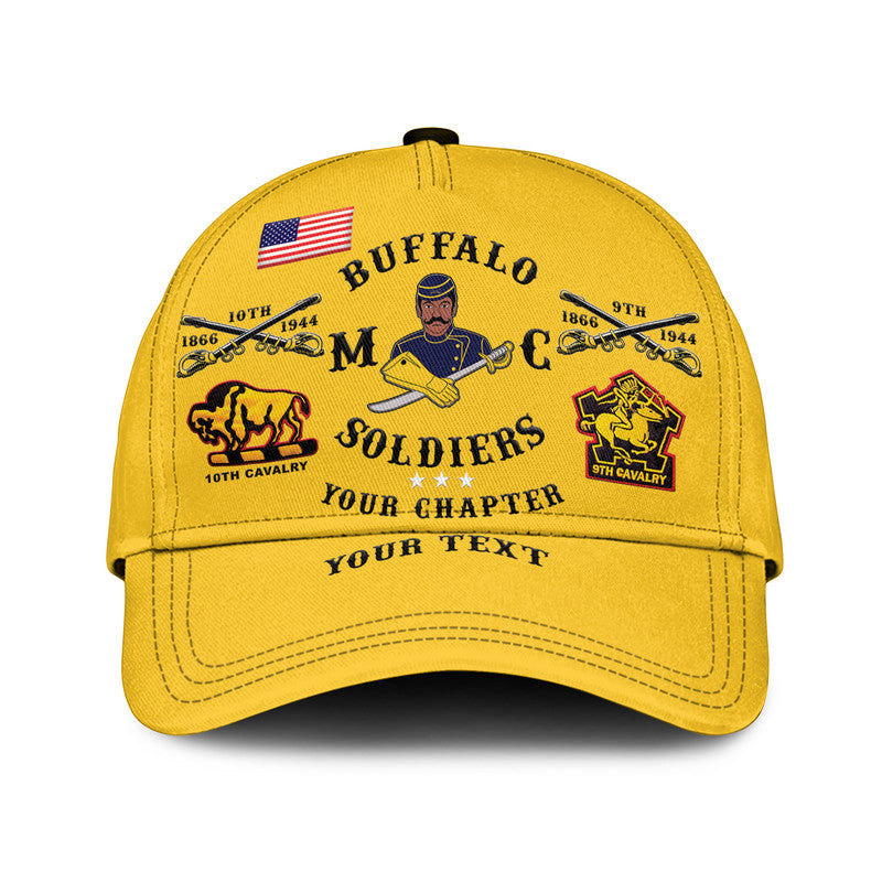 (Custom Personalised) Buffalo Soldiers Motorcycle Club BSMC Classic Cap - Gold LT8