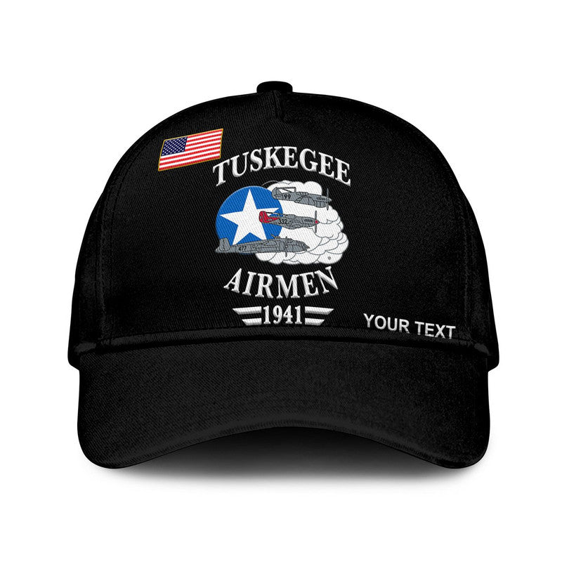 (Custom Personalised) Tuskegee Airmen Classic Cap The Red Tails Original Style - Black LT8