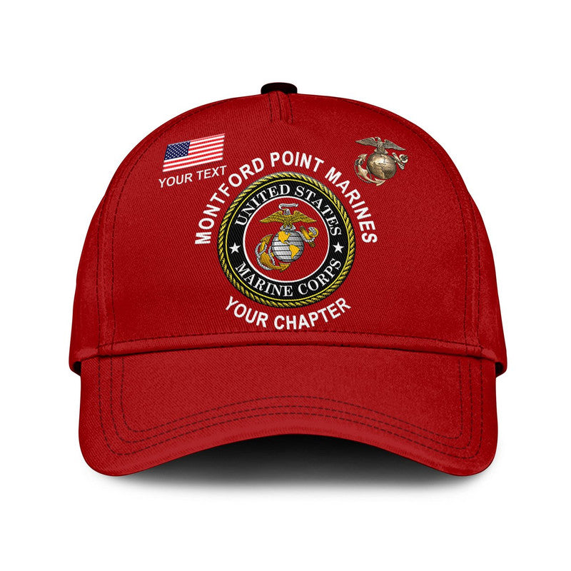 (Custom) Montford Point Marines Classic Cap African-American Marine Corps Original - Red LT8