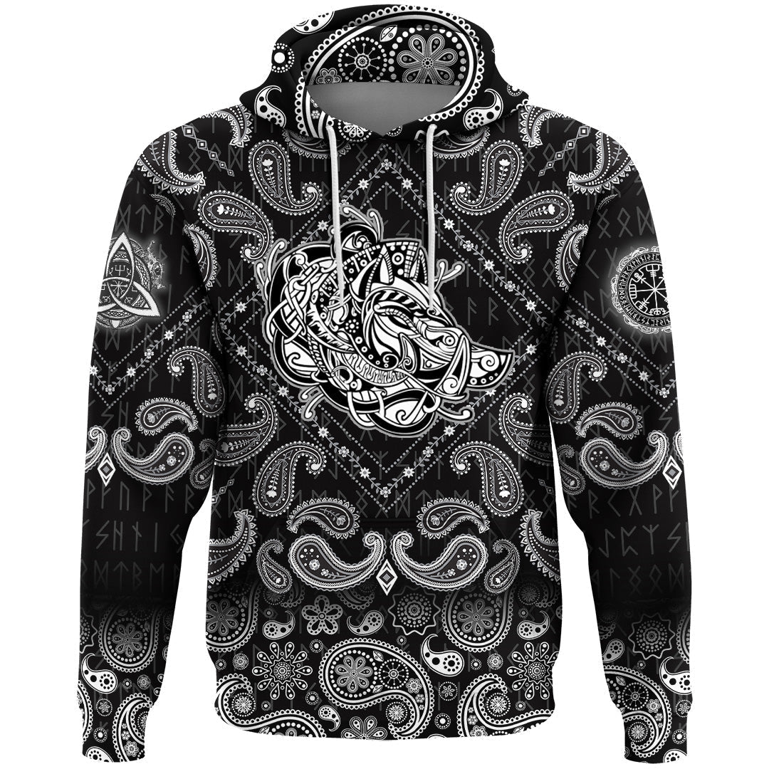 Viking Hoodie Celtic Boar with Bandana Paisley Style RLT12
