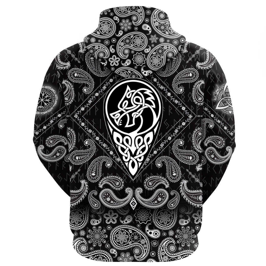 Viking Hoodie Celtic Dragon Nation with Bandana Paisley Style RLT12