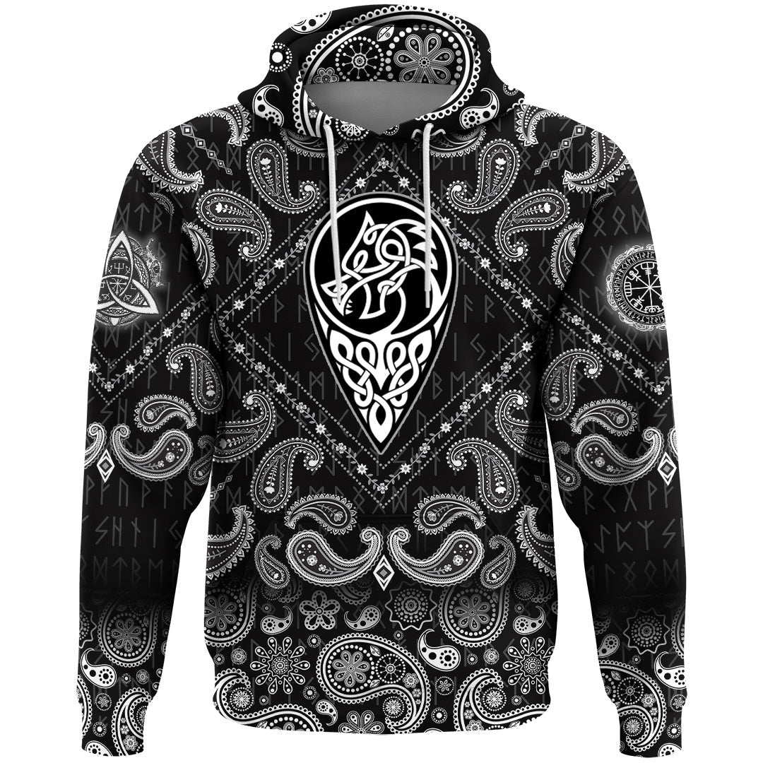 Viking Hoodie Celtic Dragon Nation with Bandana Paisley Style RLT12