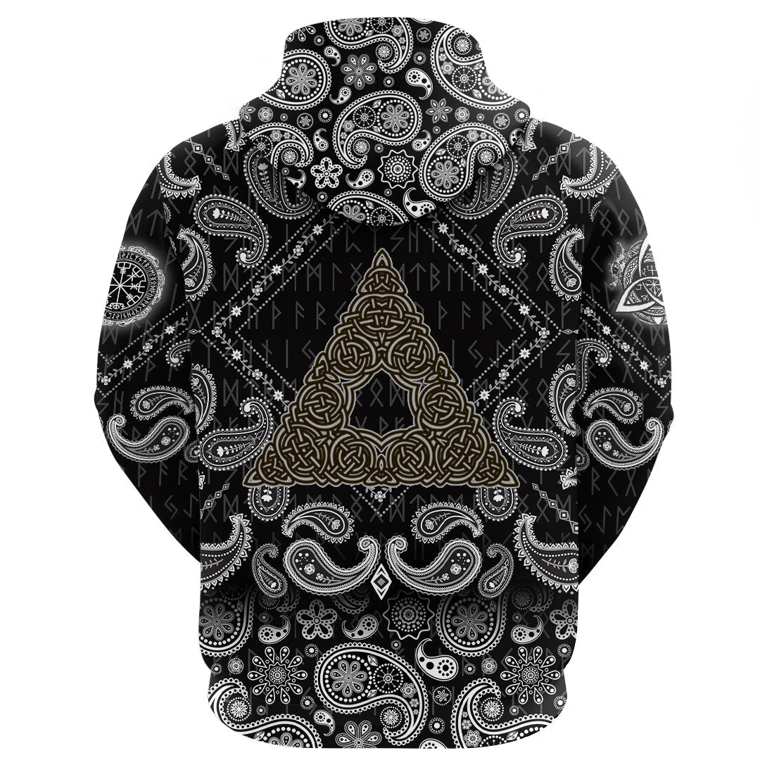 Viking Hoodie Celtic Knot Triangle with Bandana Paisley Style RLT12