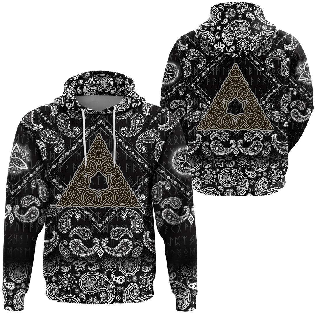 Viking Hoodie Celtic Knot Triangle with Bandana Paisley Style RLT12