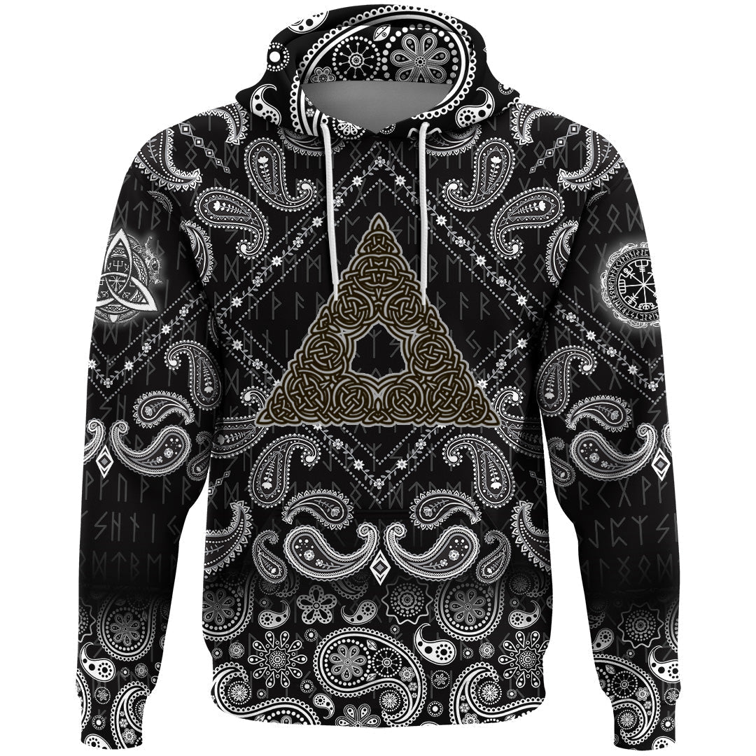 Viking Hoodie Celtic Knot Triangle with Bandana Paisley Style RLT12