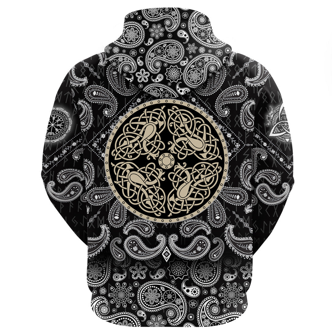 Viking Hoodie Celtic Knot with Bandana Paisley Style RLT12
