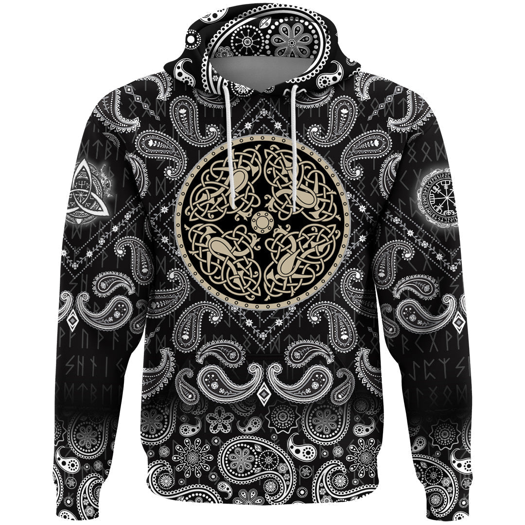 Viking Hoodie Celtic Knot with Bandana Paisley Style RLT12