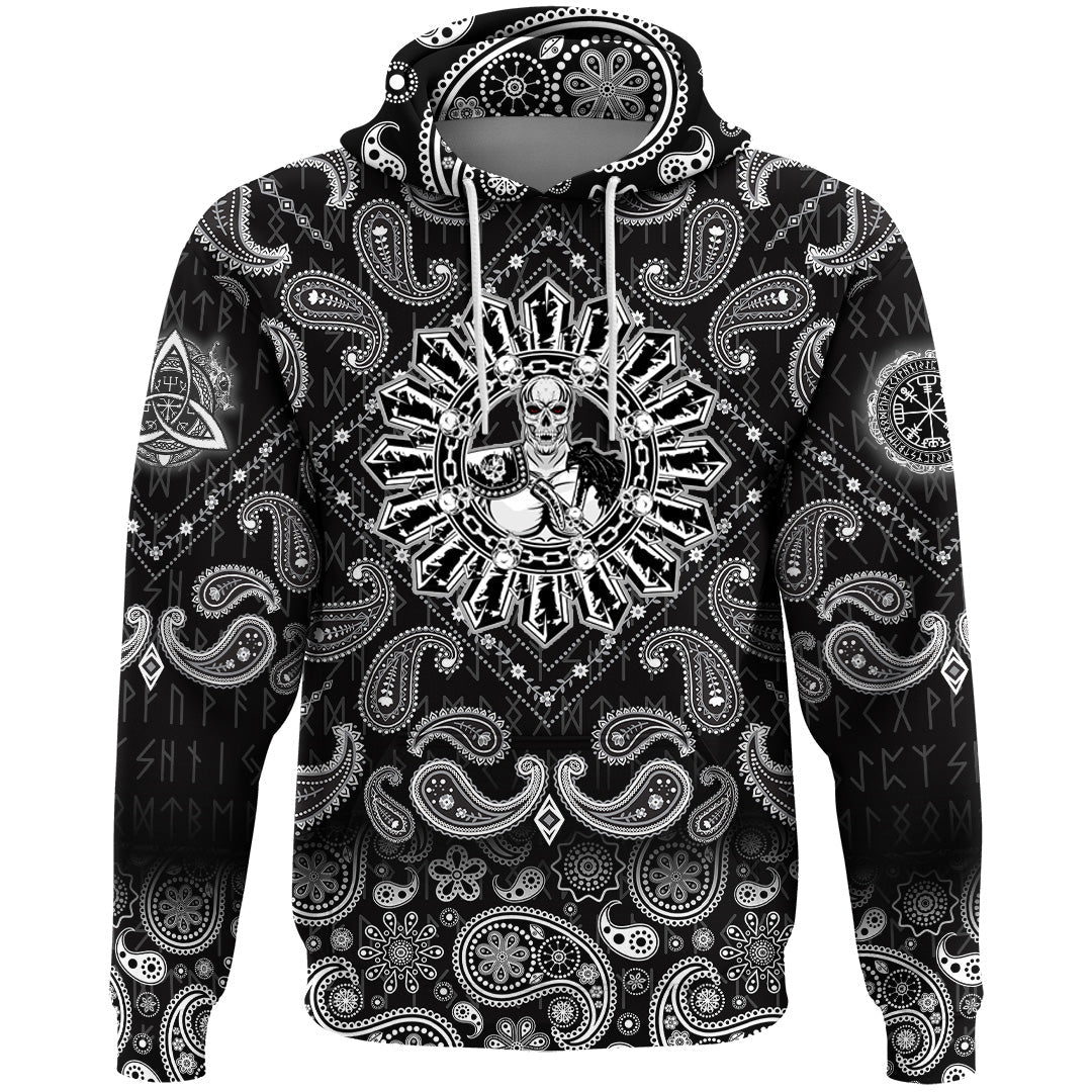Viking Hoodie Celtic Skull Warrior Dead Hero with Bandana Paisley Style RLT12