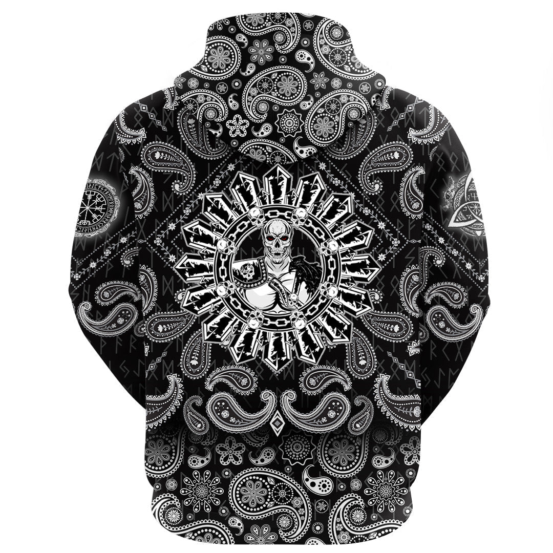 Viking Hoodie Celtic Skull Warrior Dead Hero with Bandana Paisley Style RLT12