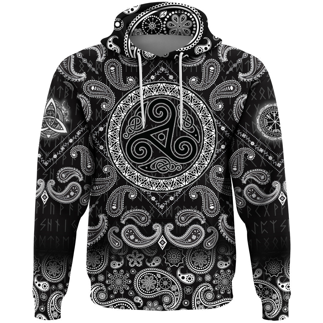 Viking Hoodie Celtic The Triskele with Bandana Paisley Style RLT12