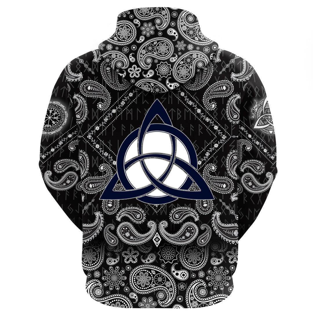 Viking Hoodie Celtic Trinity Knot with Bandana Paisley Style RLT12