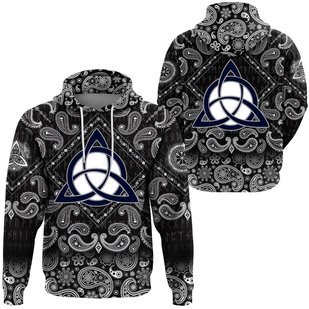 Viking Hoodie Celtic Trinity Knot with Bandana Paisley Style RLT12