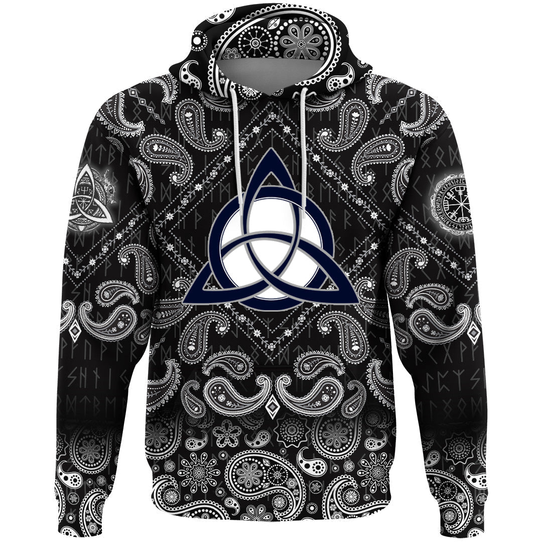 Viking Hoodie Celtic Trinity Knot with Bandana Paisley Style RLT12