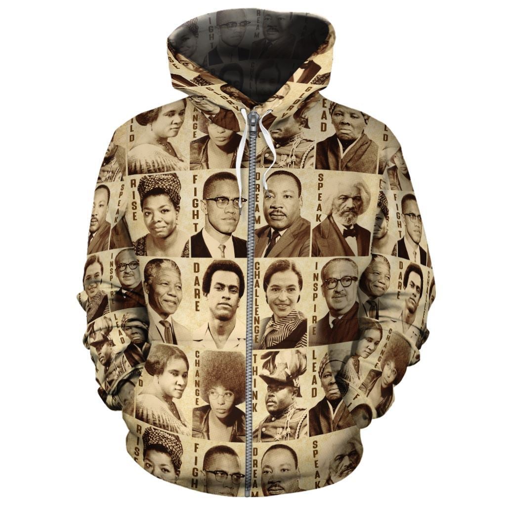 African Hoodie Civil Rights Leaders 3 Zip Hoodie