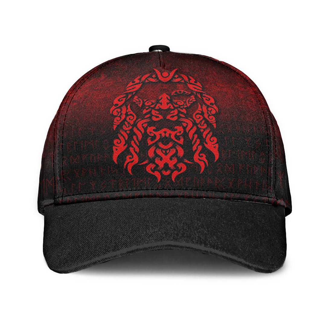 Viking Classic Cap Viking God Odin Allfather In Asgard Raven God Red Version Classic Cap RLT12