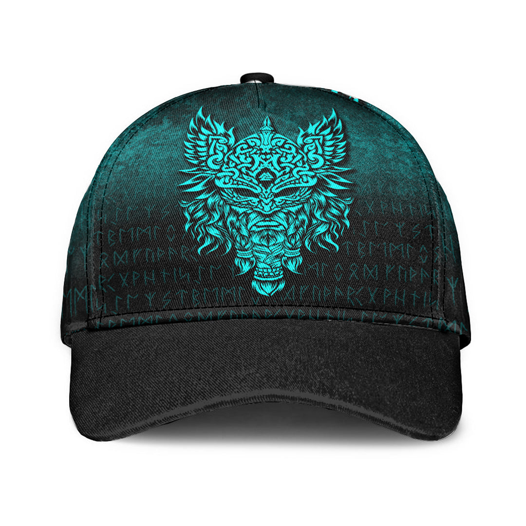 Viking Classic Cap Odin The Allfather Asgard God and Chief Of Aesir Cyan Version Classic Cap RLT12
