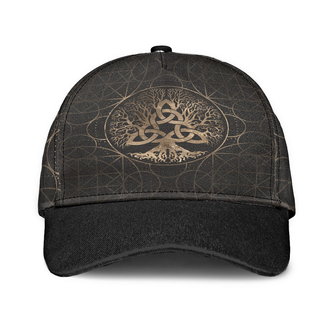 Viking Classic Cap Tree Of Life Yggdrasil with Triquetra Classic Cap RLT12