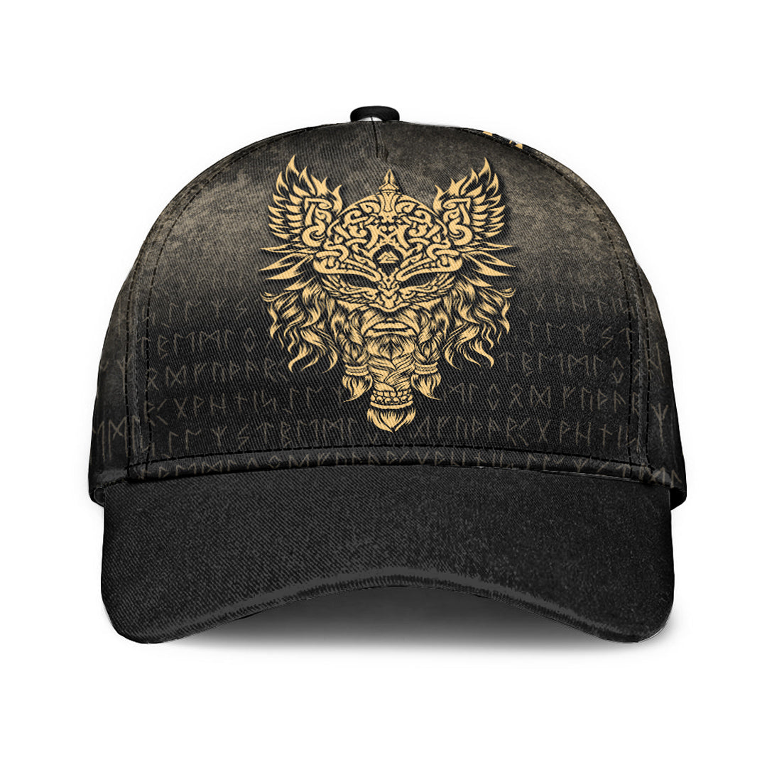 Viking Classic Cap Odin The Allfather Asgard God and Chief Of Aesir Gold Version Classic Cap RLT12