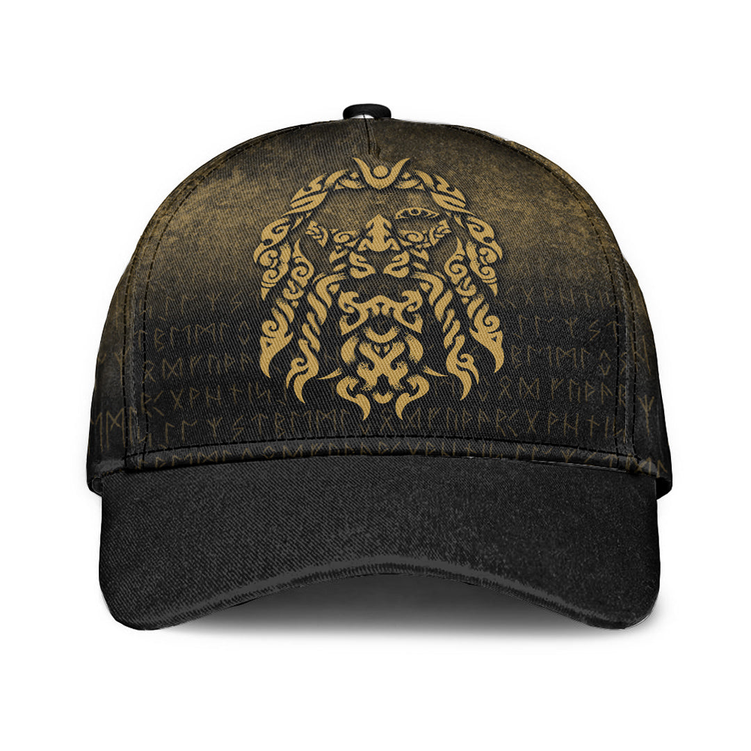 Viking Classic Cap Viking God Odin Allfather In Asgard Raven God Gold Version Classic Cap RLT12