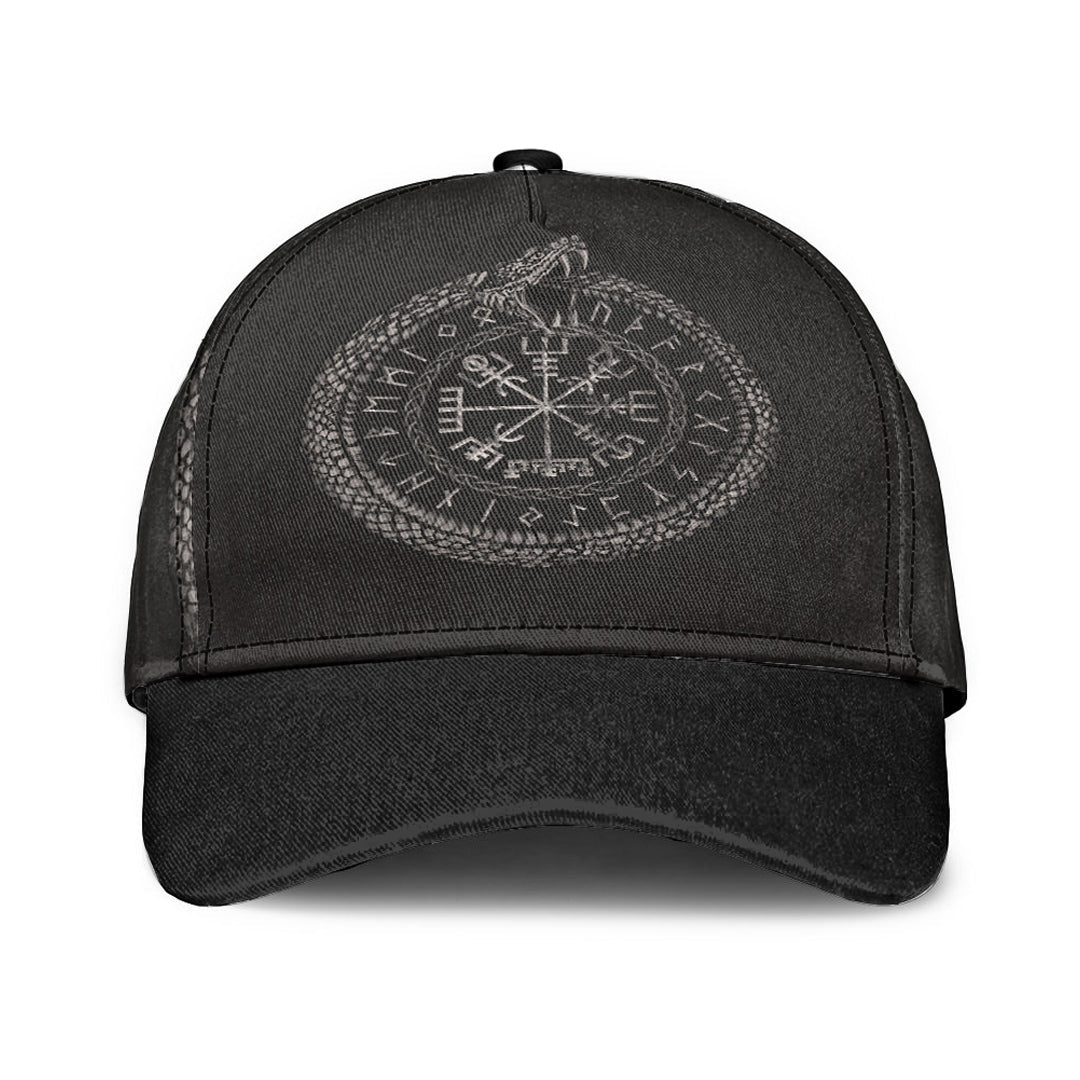 Viking Classic Cap Viking Vegvisir with Ouroboros and Runes Classic Cap RLT12