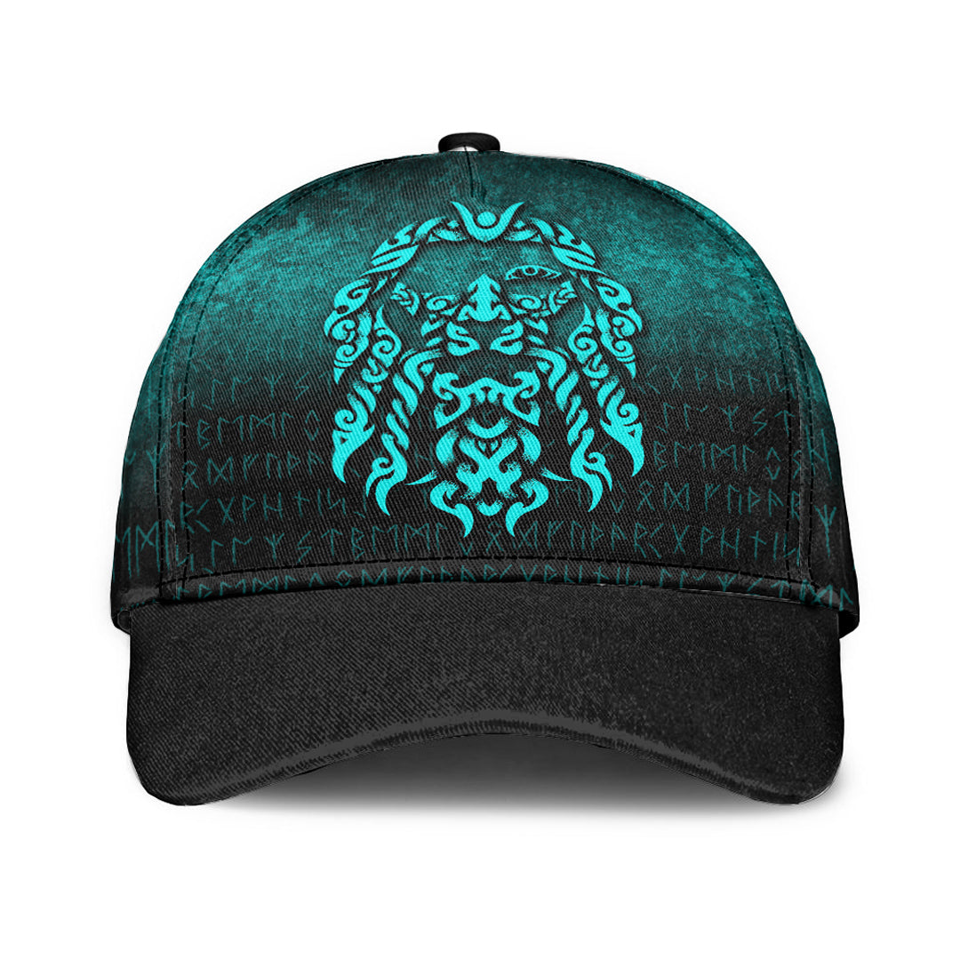 Viking Classic Cap Viking God Odin Allfather In Asgard Raven God Cyan Version Classic Cap RLT12