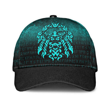 Viking Classic Cap Viking God Odin Allfather In Asgard Raven God Cyan Version Classic Cap RLT12