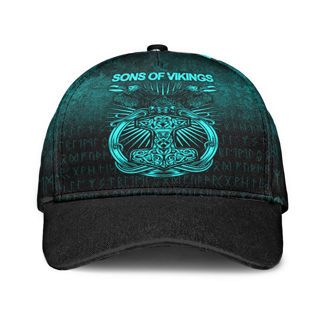 Viking Classic Cap Vikings Ravens Mjolnir Cyan Version Classic Cap RLT12