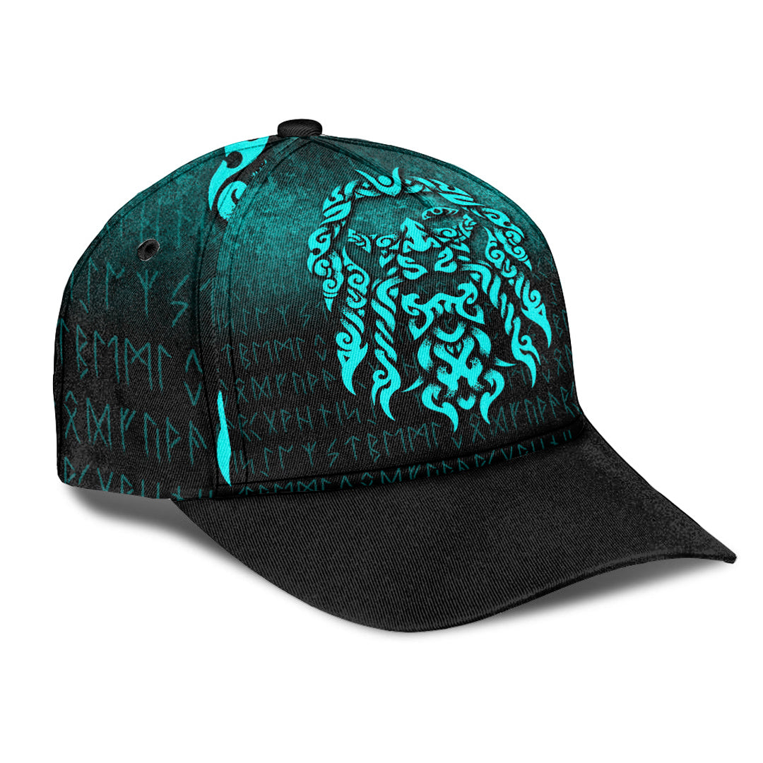 Viking Classic Cap Viking God Odin Allfather In Asgard Raven God Cyan Version Classic Cap RLT12