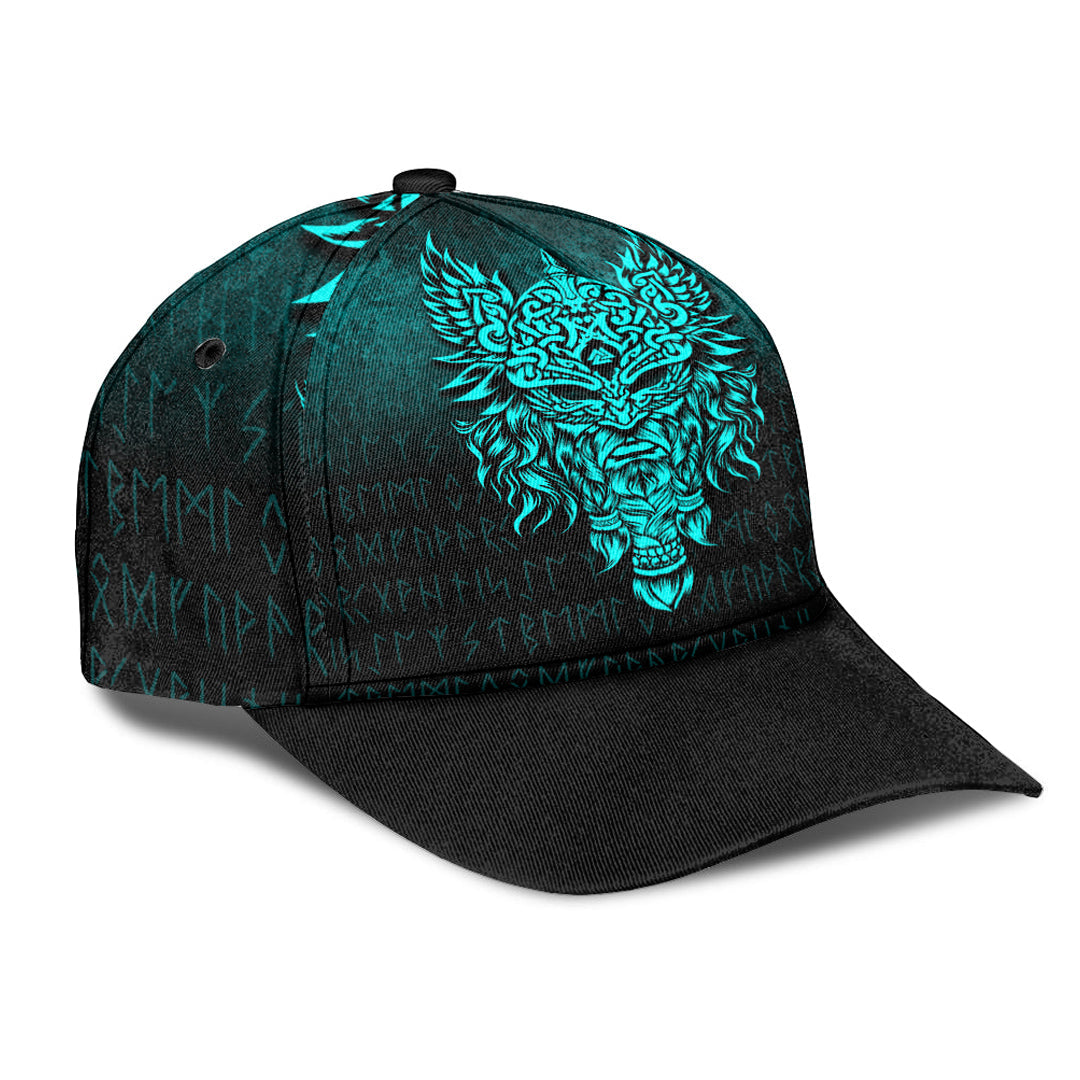 Viking Classic Cap Odin The Allfather Asgard God and Chief Of Aesir Cyan Version Classic Cap RLT12