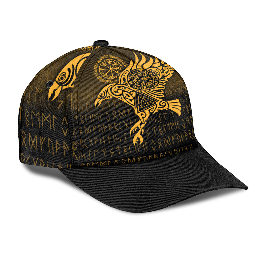 Viking Classic Cap Raven Vegvisir Tattoo Gold Version Classic Cap RLT12