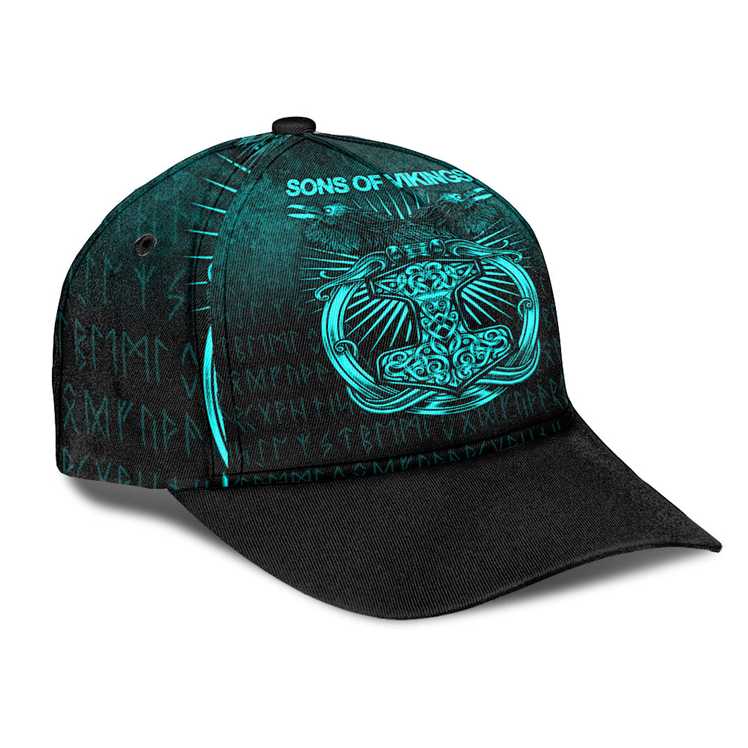 Viking Classic Cap Vikings Ravens Mjolnir Cyan Version Classic Cap RLT12