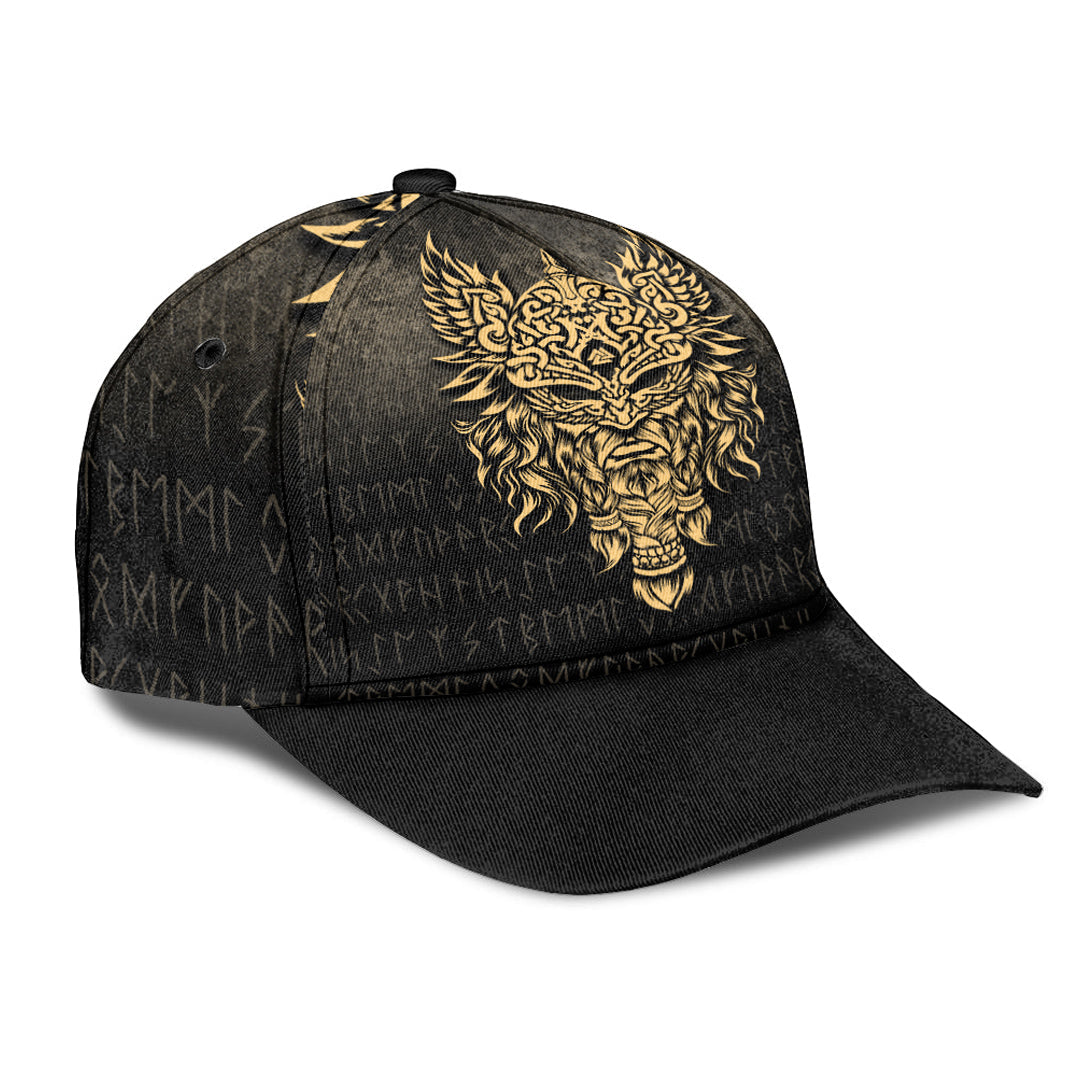 Viking Classic Cap Odin The Allfather Asgard God and Chief Of Aesir Gold Version Classic Cap RLT12