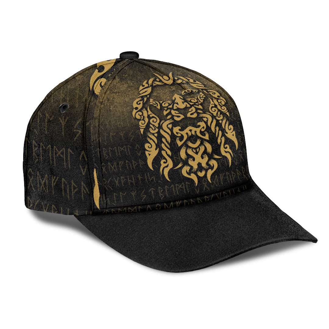 Viking Classic Cap Viking God Odin Allfather In Asgard Raven God Gold Version Classic Cap RLT12