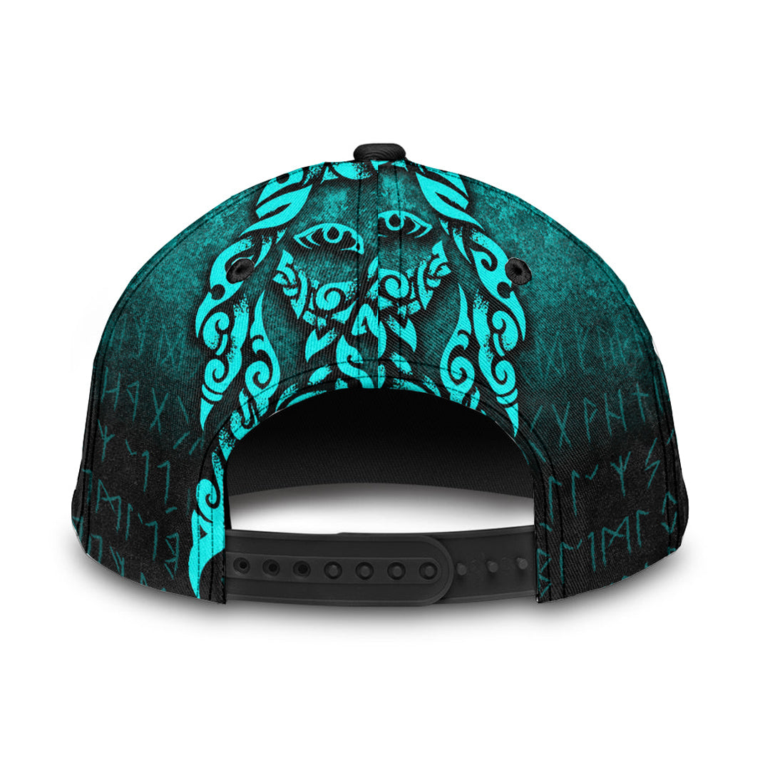 Viking Classic Cap Viking God Odin Allfather In Asgard Raven God Cyan Version Classic Cap RLT12