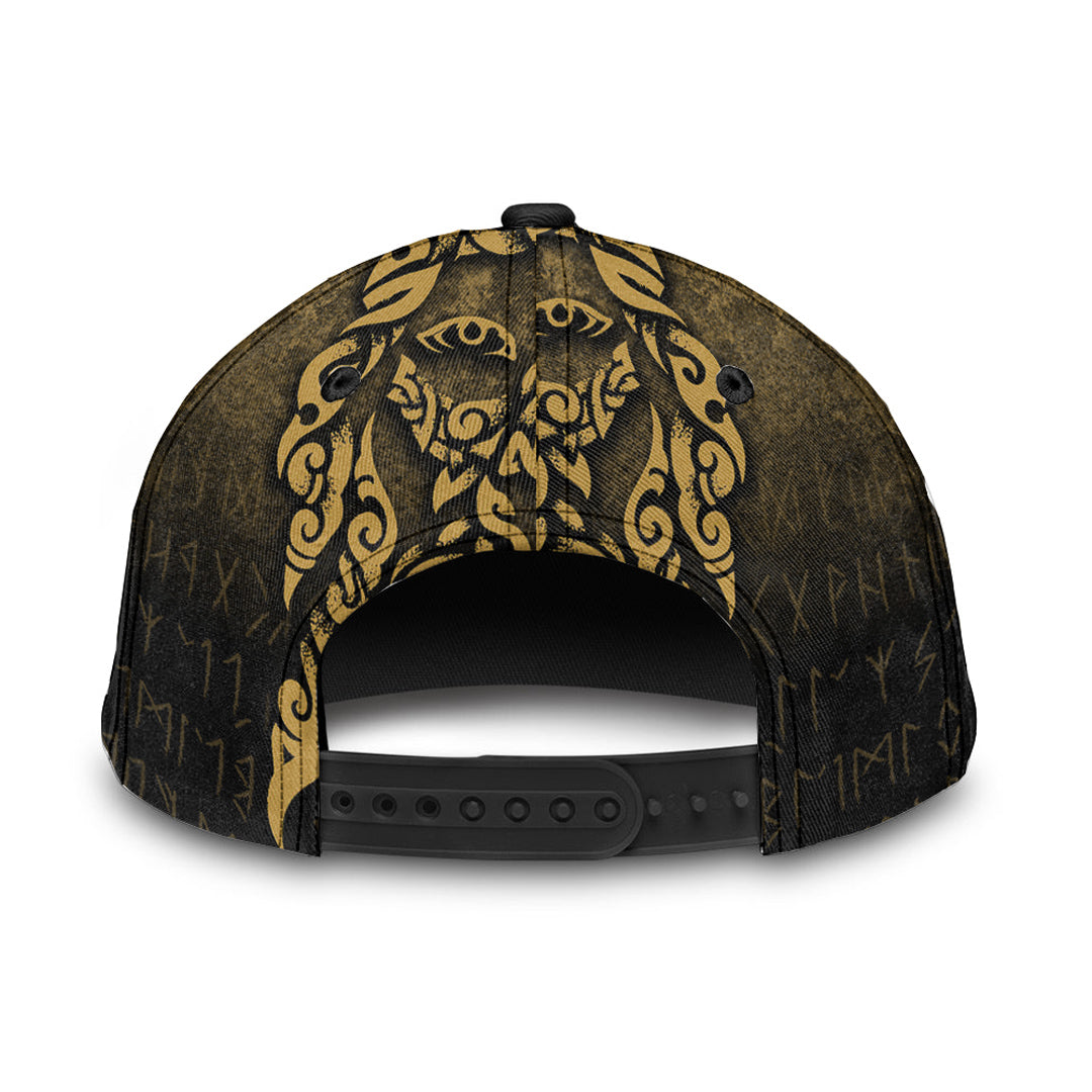 Viking Classic Cap Viking God Odin Allfather In Asgard Raven God Gold Version Classic Cap RLT12