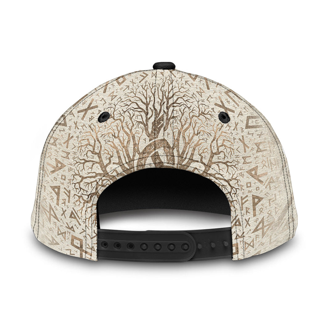 Viking Classic Cap Tree Of Life with Triquetra and Futhark Pastel Gold Classic Cap RLT12