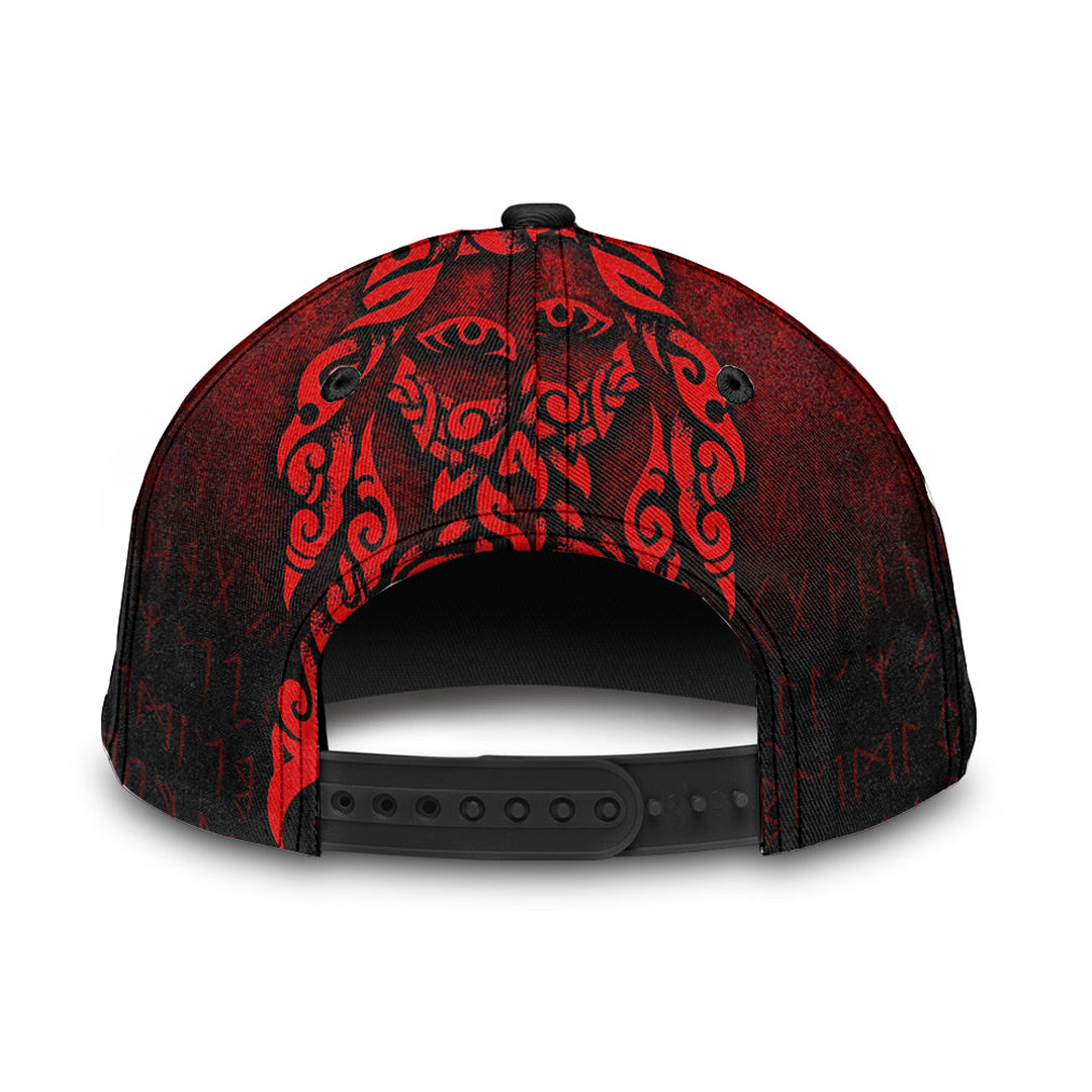 Viking Classic Cap Viking God Odin Allfather In Asgard Raven God Red Version Classic Cap RLT12