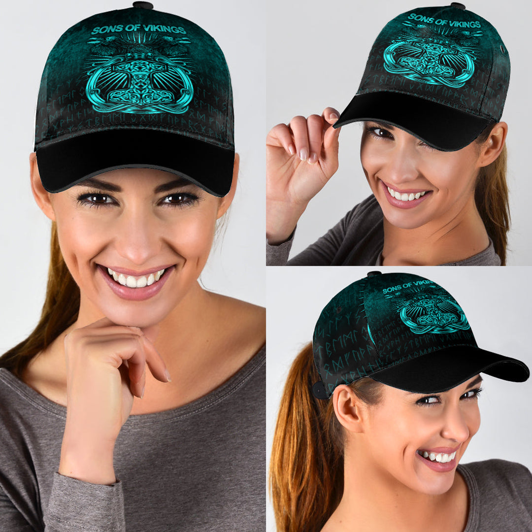 Viking Classic Cap Vikings Ravens Mjolnir Cyan Version Classic Cap RLT12