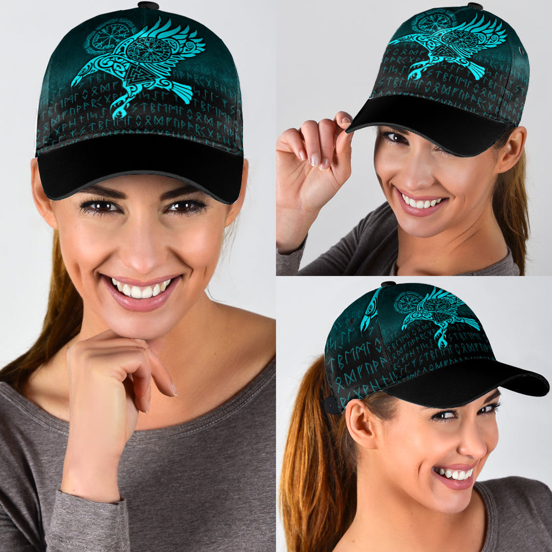 Viking Classic Cap Raven Vegvisir Tattoo Cyan Version Classic Cap RLT12