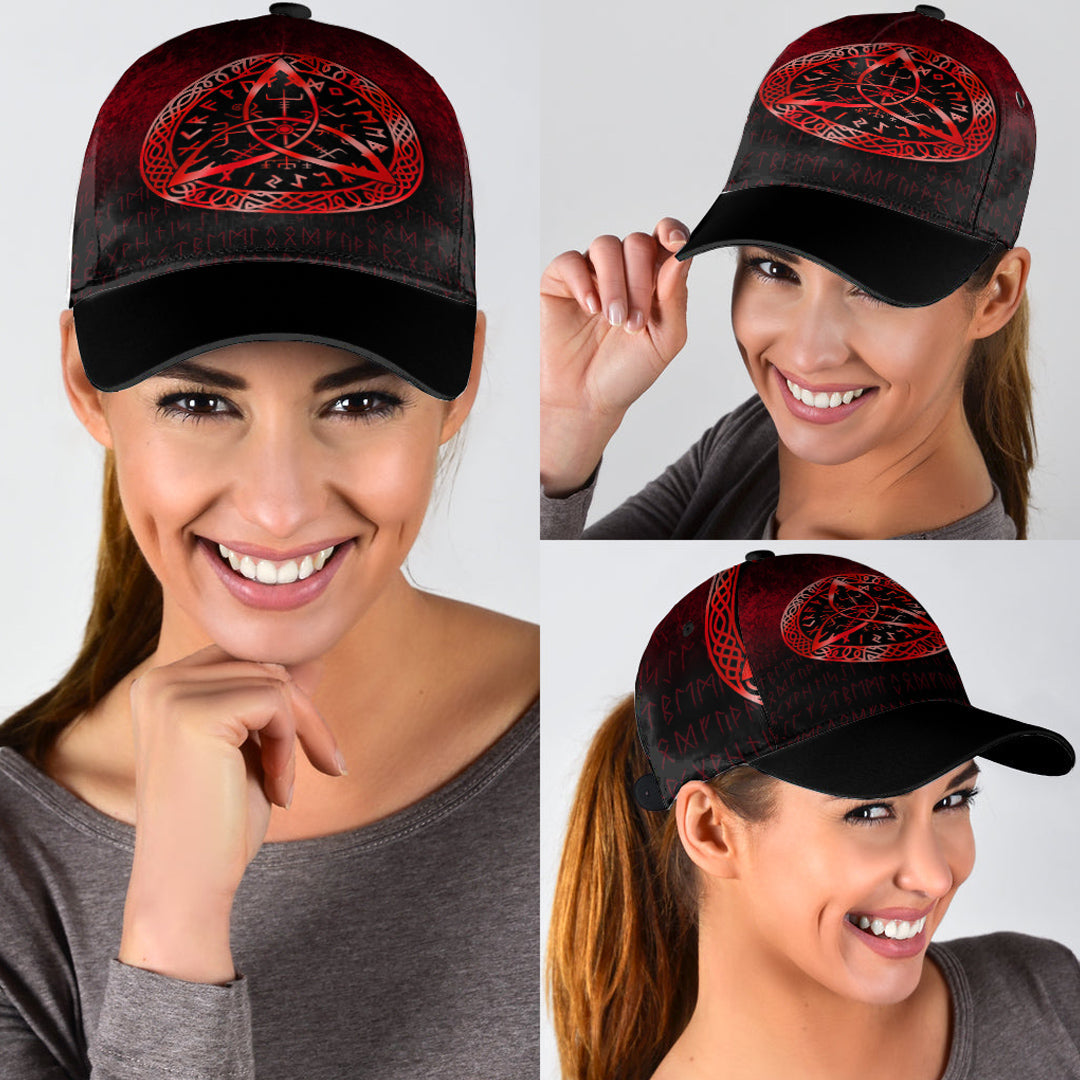 Viking Classic Cap Vegvisir Nordic Viking Rune Red Version Classic Cap RLT12