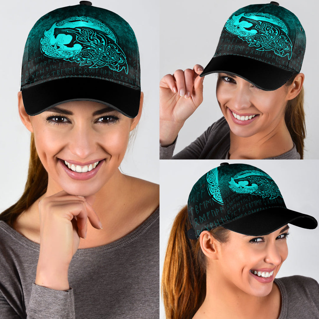 Viking Classic Cap Fenrir Viking 3D Tattoo Cyan Version Classic Cap RLT12