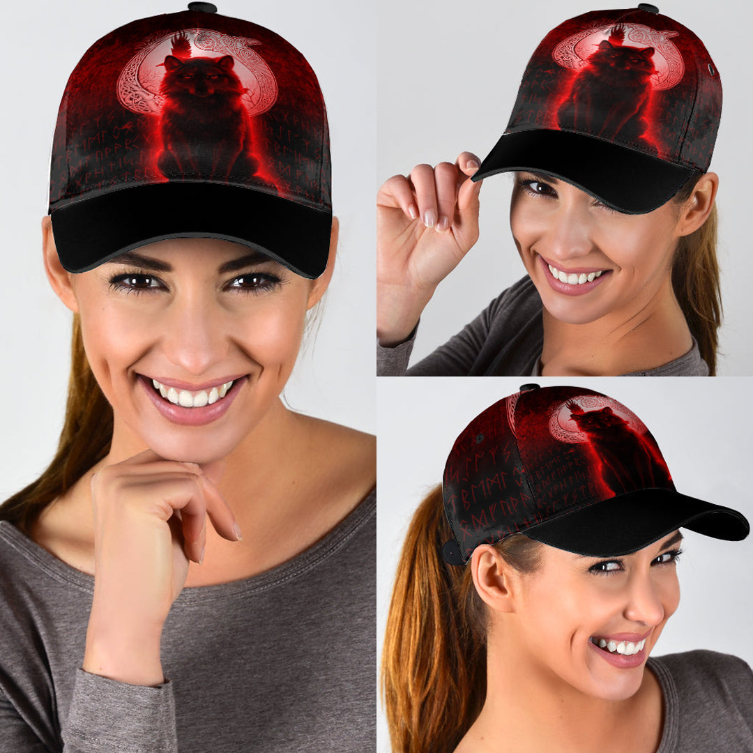 Viking Classic Cap Fenrir Viking Wolf Red Version Classic Cap RLT12