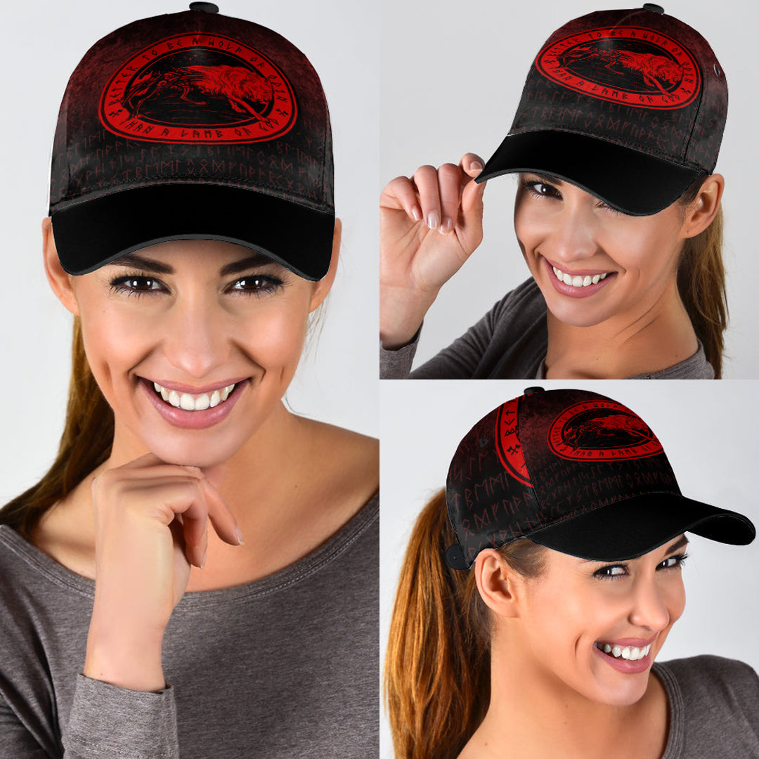 Wonder Print Shop Classic Cap - Wolf Of Odin - Red Version Classic Cap RLT12