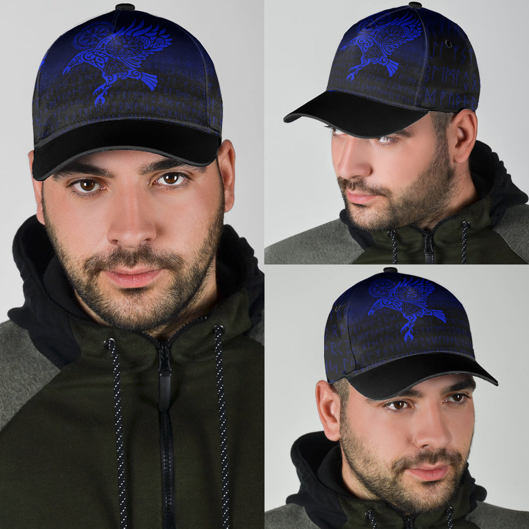 Viking Classic Cap Raven Vegvisir Tattoo Blue Version Classic Cap RLT12