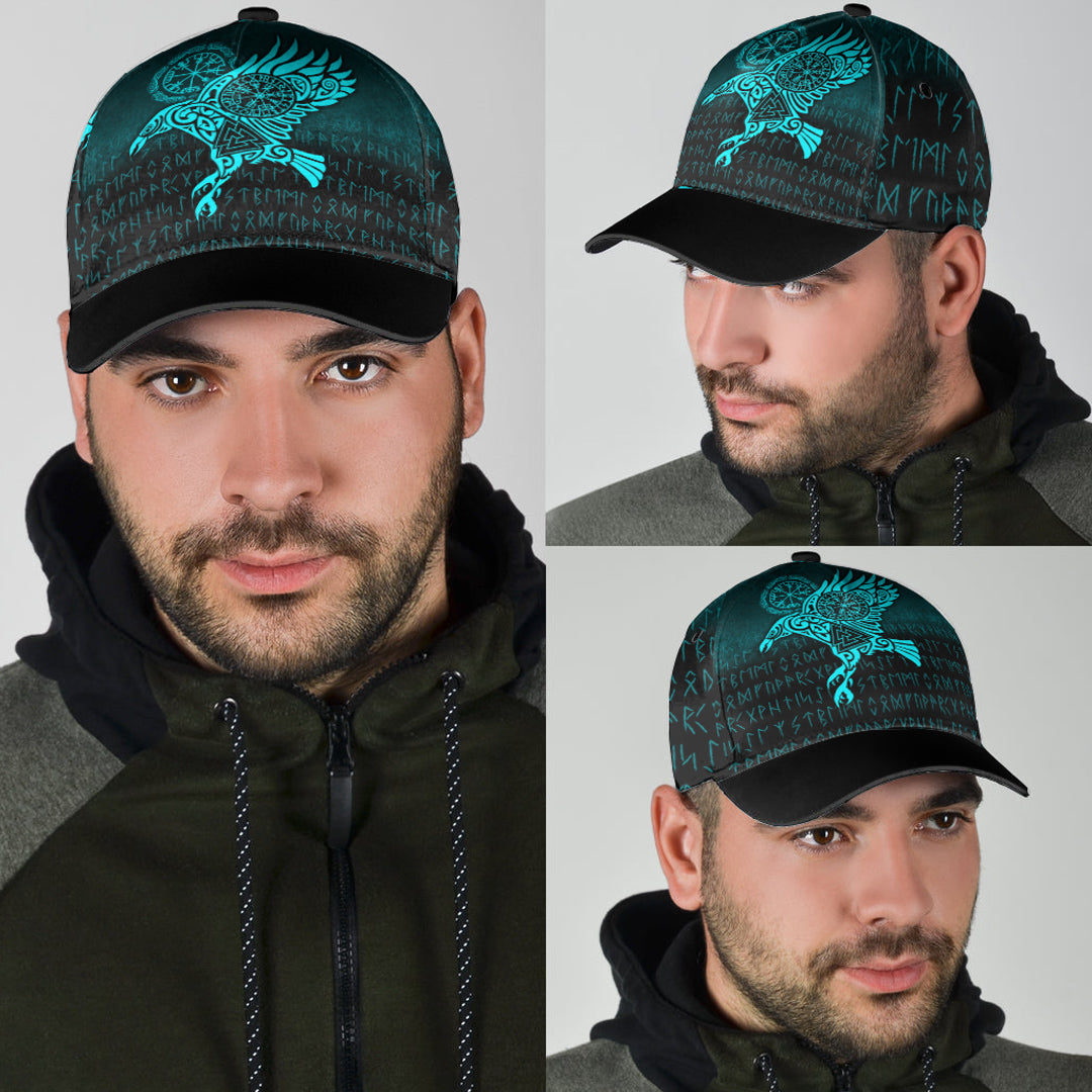 Viking Classic Cap Raven Vegvisir Tattoo Cyan Version Classic Cap RLT12