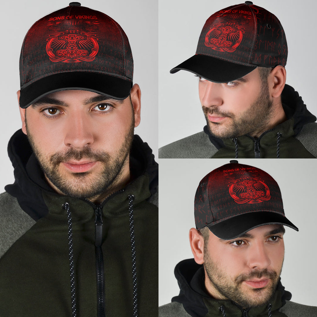 Viking Classic Cap Vikings Ravens Mjolnir Red Version Classic Cap RLT12