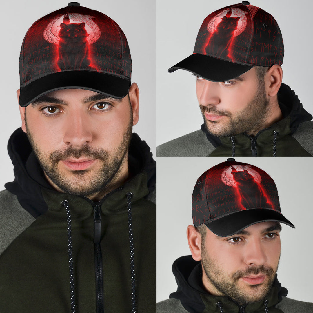 Viking Classic Cap Fenrir Viking Wolf Red Version Classic Cap RLT12