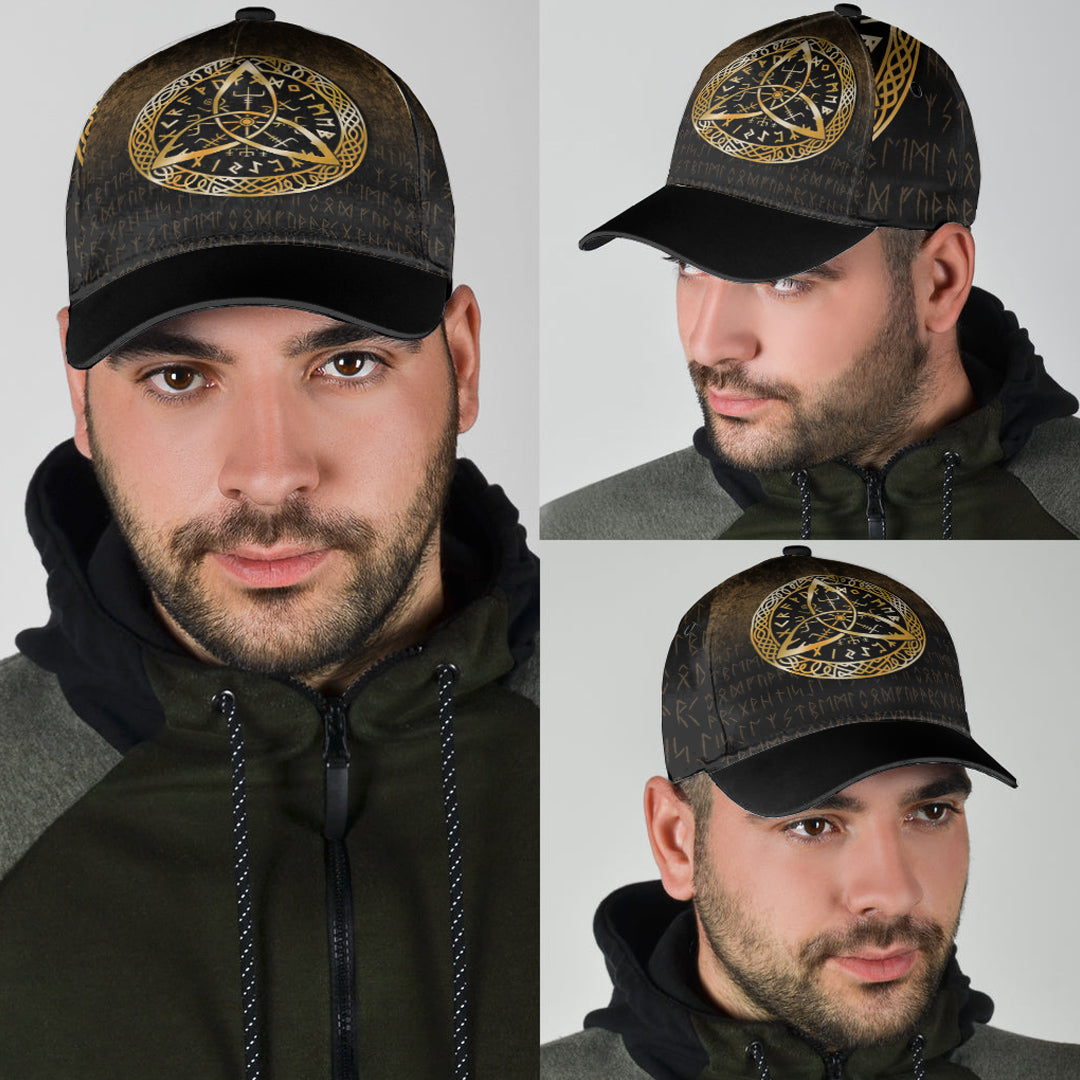 Viking Classic Cap Vegvisir Nordic Viking Rune Gold Version Classic Cap RLT12