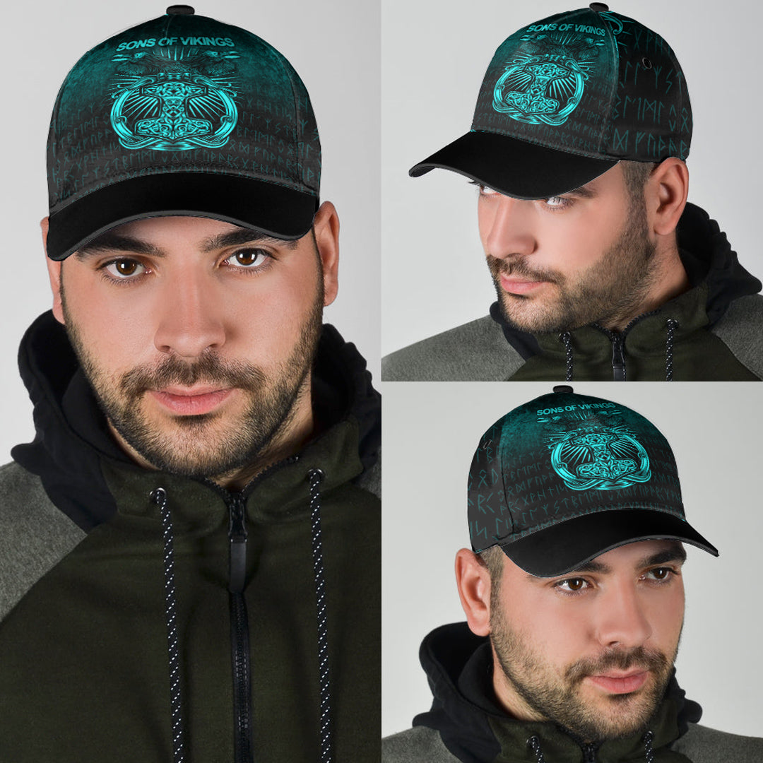 Viking Classic Cap Vikings Ravens Mjolnir Cyan Version Classic Cap RLT12
