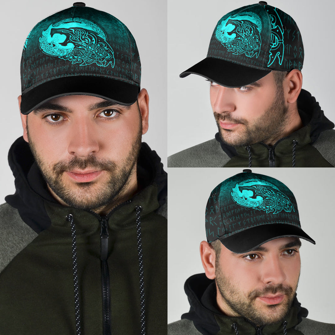 Viking Classic Cap Fenrir Viking 3D Tattoo Cyan Version Classic Cap RLT12